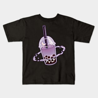 Taro Boba Milk Tea Space Kids T-Shirt